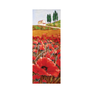 Hill Side Poppies Decorative Ceramic Tile