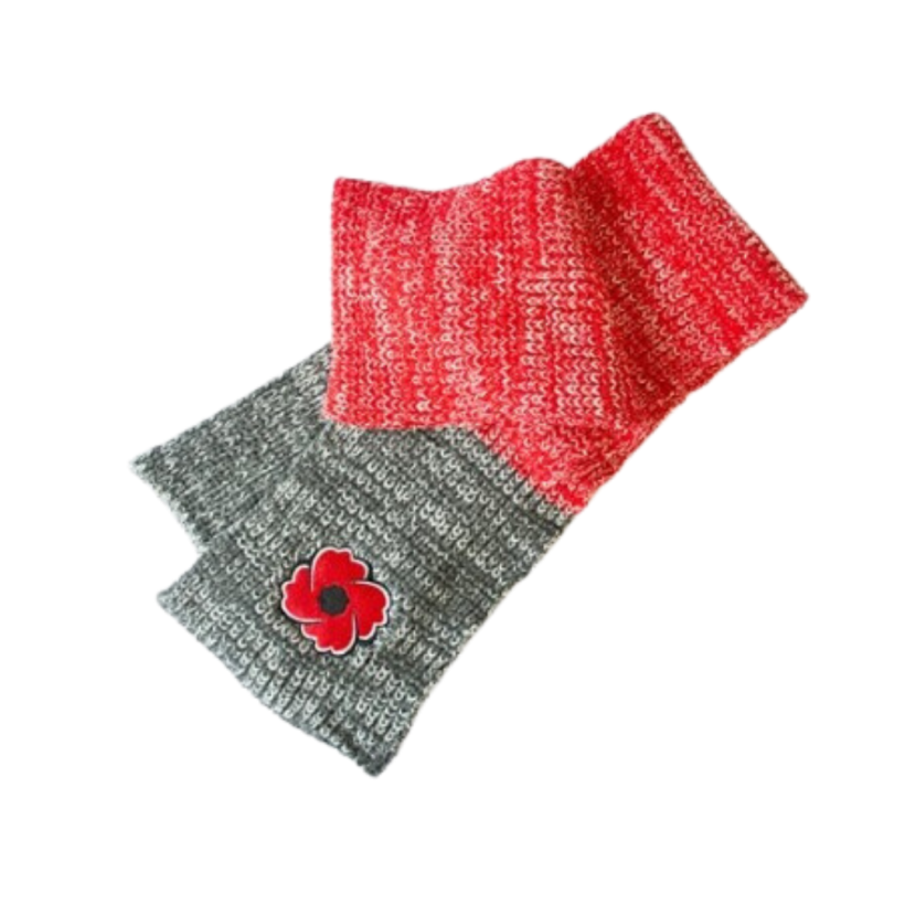 Red and grey Poppy Knitted Scarf