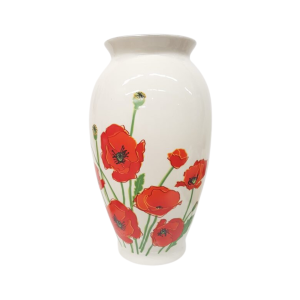 Red poppies flower vase