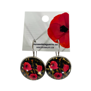 Pendant Glass Hoop Poppies Earrings