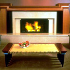 Fireplace Mantel and Tiger Table 
