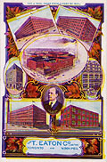 Carte postale illustrant plusieurs 
tablissements d'Eaton.