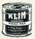 Powdered milk, Eaton's Camp and 
Cottage Book 1939, p.21.