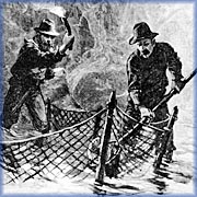 Emptying Salmon Nets by Torchlight - 
New Brunswick Museum