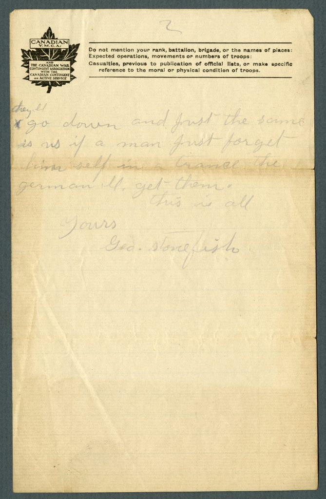 Une lettre portant une note manuscrite, trouvée au Musée canadien de la guerre à Ottawa.